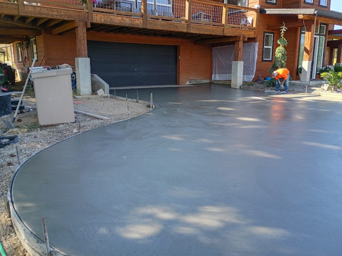 Smooth-finish concrete driveway installation in Treasure Valley Idaho