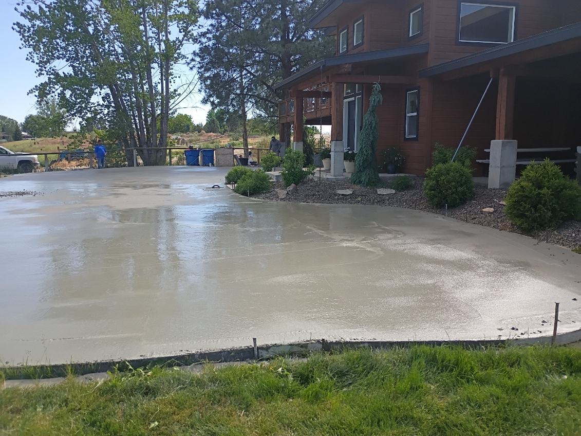 Concrete driveway with landscape borders in Idaho