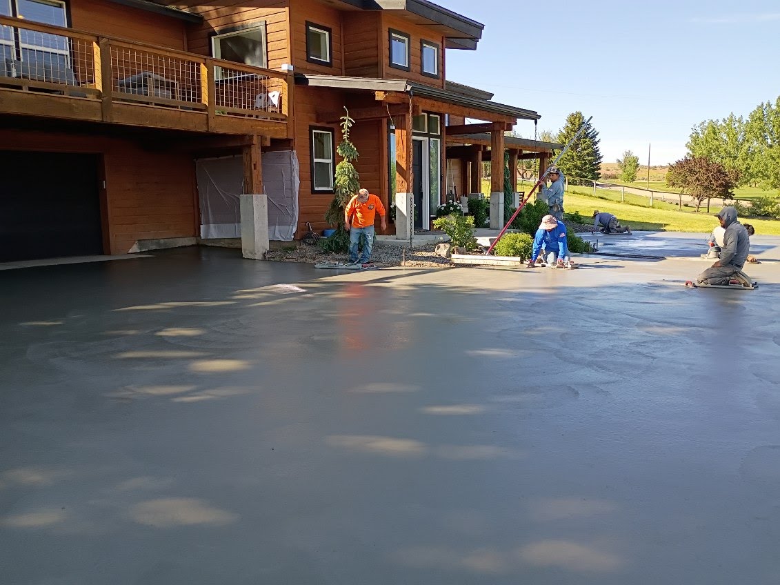 Completed smooth-finish concrete driveway in Treasure Valley